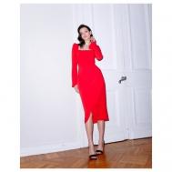Платье-футляр , вискоза, прилегающее, миди, размер XS, красный RIMARKA
