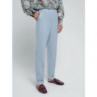 Брюки  , демисезон/лето, прилегающий силуэт, классический стиль, карманы, стрелки, размер 42, голубой Pompa