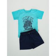 Комплект одежды , футболка и шорты, повседневный стиль, размер 98, синий, голубой Маленький принц