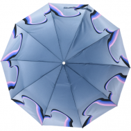 Зонт , полуавтомат, 3 сложения, купол 110 см., 10 спиц, система «антиветер», чехол в комплекте, для женщин, голубой Zest