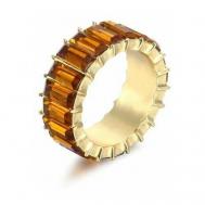 Кольцо бижутерный сплав, стекло, размер 18.5, коричневый, золотой Нет бренда