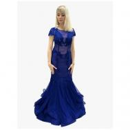 Платье вечернее, прилегающее, макси, размер 46, синий Lvica Shop