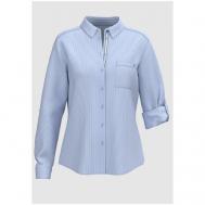 Рубашка  , повседневный стиль, прямой силуэт, длинный рукав, манжеты, карманы, в полоску, размер 40, голубой Bianca