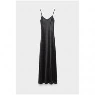 Платье , атлас, прилегающее, открытая спина, размер 38, черный GOOROO