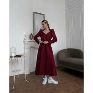 Платье , полуприлегающее, миди, пояс на резинке, подкладка, размер 40, бордовый NA LUBVI