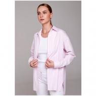 Рубашка  , классический стиль, оверсайз, длинный рукав, без карманов, размер 56-58, розовый IRINA EGOROVA