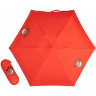 Мини-зонт , механика, 2 сложения, купол 90 см., 6 спиц, система «антиветер», чехол в комплекте, для женщин, красный Moschino