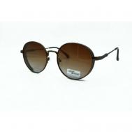 Солнцезащитные очки , круглые, оправа: металл, поляризационные, зеркальные, коричневый Lady Rabbit