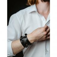 Кожаный браслет мужской черный широкий украшения из кожи TRONIN