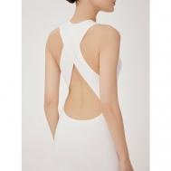 Платье-лапша , открытая спина, вязаное, размер 46, белый To Be Blossom
