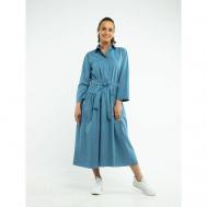 Платье-рубашка , хлопок, повседневное, оверсайз, макси, размер 44-50, синий ДЮТО
