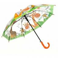 Зонт-трость полуавтомат, купол 80 см., прозрачный, оранжевый Universal Umbrella