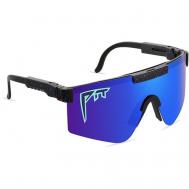 Солнцезащитные очки , квадратные, ударопрочные, складные, спортивные, зеркальные, с защитой от УФ, для мужчин, голубой FILINN