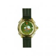 Наручные часы  Командирские, золотой, зеленый Vostok