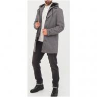 Пальто , демисезон/зима, шерсть, силуэт прилегающий, средней длины, съемная подкладка, капюшон, карманы, подкладка, утепленное, размер 44-170, серый Misteks design