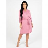 Комплект , сорочка, халат, укороченный рукав, размер 52, розовый INSTINITY