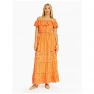 Платье , хлопок, повседневное, макси, размер 42, оранжевый SCARLETT POPPIES
