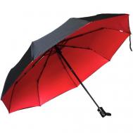 Зонт автомат, 3 сложения, купол 100 см., 9 спиц, система «антиветер», чехол в комплекте, черный, красный Royal Umbrella