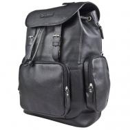 Рюкзак , натуральная кожа, отделение для ноутбука, внутренний карман, регулируемый ремень, черный Carlo Gattini