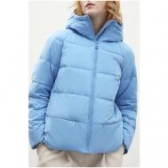 Куртка  , демисезон/зима, средней длины, силуэт прямой, внутренний карман, несъемный капюшон, размер XS, голубой Finn Flare