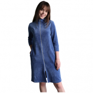 Халат  средней длины, укороченный рукав, карманы, размер 50, синий Lika Dress