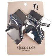 Серьги пусеты , серый, серебряный Queen fair