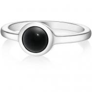 Кольцо  Кольцо ALPHA с черным ониксом ALPHA-R-BON-155 серебро, 925 проба, размер 15.5 Aloha Gaia