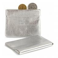 Монетница , натуральная кожа, гладкая фактура, отделение для монет, подарочная упаковка, серебряный HellenBerg