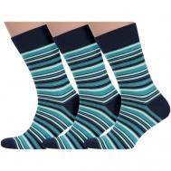 Комплект из 3 пар мужских носков  nm-444, сине-бирюзовые, размер 25 (38-40) MoscowSocksClub