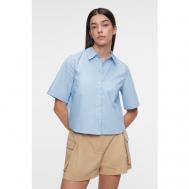 Блуза  , повседневный стиль, прямой силуэт, короткий рукав, манжеты, размер XS, голубой BEFREE