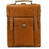 Рюкзак  мессенджер , натуральная кожа, отделение для ноутбука, вмещает А4, внутренний карман, коричневый Camelbags