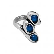 Кольцо , бижутерный сплав, серебрение, муранское стекло, размер 18, серебряный, синий CICLON