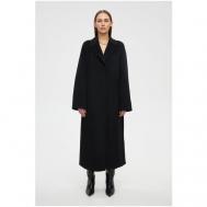 Пальто-халат   демисезонное, шерсть, силуэт свободный, удлиненное, размер L, черный Prav.da