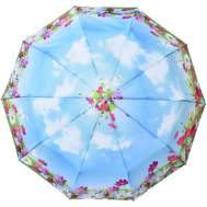 Зонт , полуавтомат, 3 сложения, купол 110 см., 10 спиц, для женщин, голубой Zest