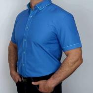 Рубашка , короткий рукав, размер L, голубой, бирюзовый Bendu