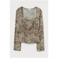 Блуза  , размер S, бежевый/леопардовый принт H&M