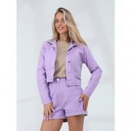 куртка   демисезонная, силуэт прилегающий, размер 44, фиолетовый Vitacci