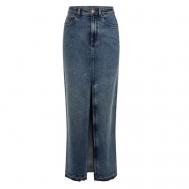 Юбка  джинсовая, макси, разрез, размер 24, синий Guess