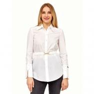 Блуза  , повседневный стиль, прямой силуэт, длинный рукав, размер 40, белый Patrizia Pepe