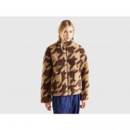 Пальто  , демисезон/зима, силуэт прямой, укороченное, размер XL, коричневый United Colors of Benetton