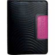 Обложка для паспорта , натуральная кожа, отделение для карт, черный, розовый Макей