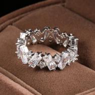 Кольцо , бижутерный сплав, кристалл, размер 18, серебряный DORIZORI