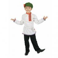 Косоворотка для мальчика русский народный карнавальный костюм рубашка детская белая хлопок с тесьмой в ассортименте Русский Сарафан