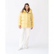 куртка   зимняя, средней длины, силуэт прямой, карманы, капюшон, размер 50, желтый Modress