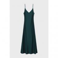 Платье-комбинация , полуприлегающее, миди, подкладка, размер S, зеленый, хаки Prav.da