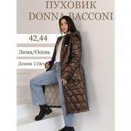 Пуховик женский, силуэт с высокой талией, размер 44, коричневый Donna Bacconi Couture