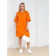 Платье-футболка , повседневное, свободный силуэт, размер 44, оранжевый Jetty