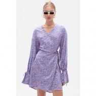 Платье с запахом , вискоза, мини, размер S, фиолетовый TOPTOP