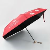 Мини-зонт , механика, 3 сложения, красный, черный Romanoff