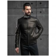 Кожаная куртка  демисезонная, силуэт прямой, размер 4XL, черный Sartori Dodici